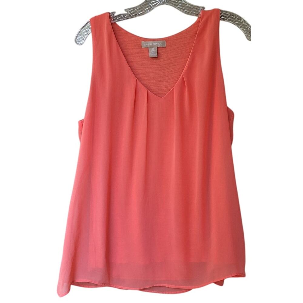 BANANA REPUBLIC Cotton lined Shiffon Tank Top Peach Pink Size M